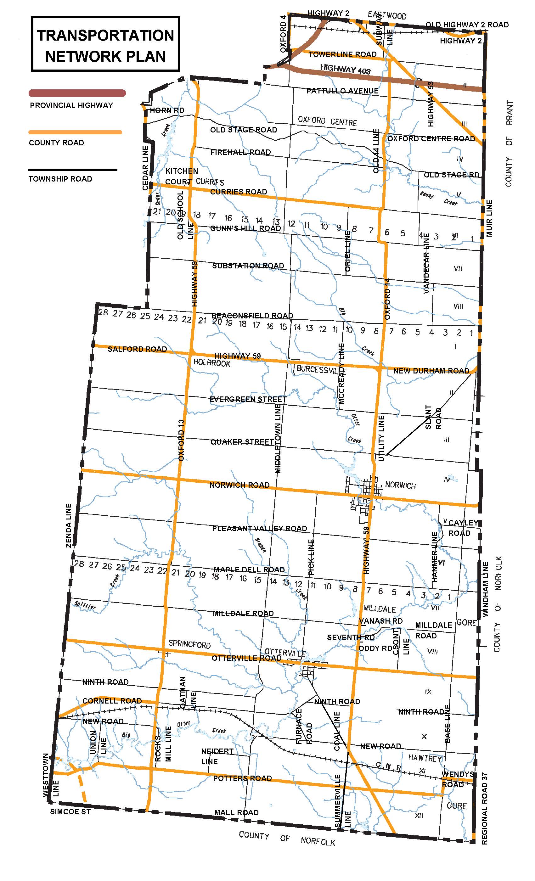County and Township Roads Map